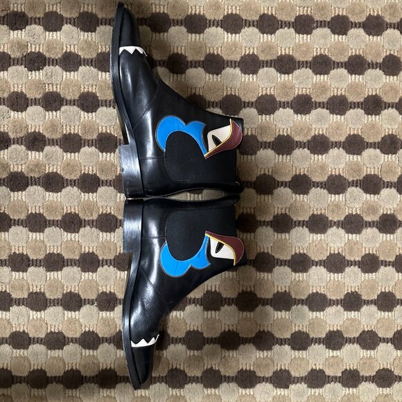 Fendi Monsters Motif Leather Chelsea Boots - Picture 9 of 10